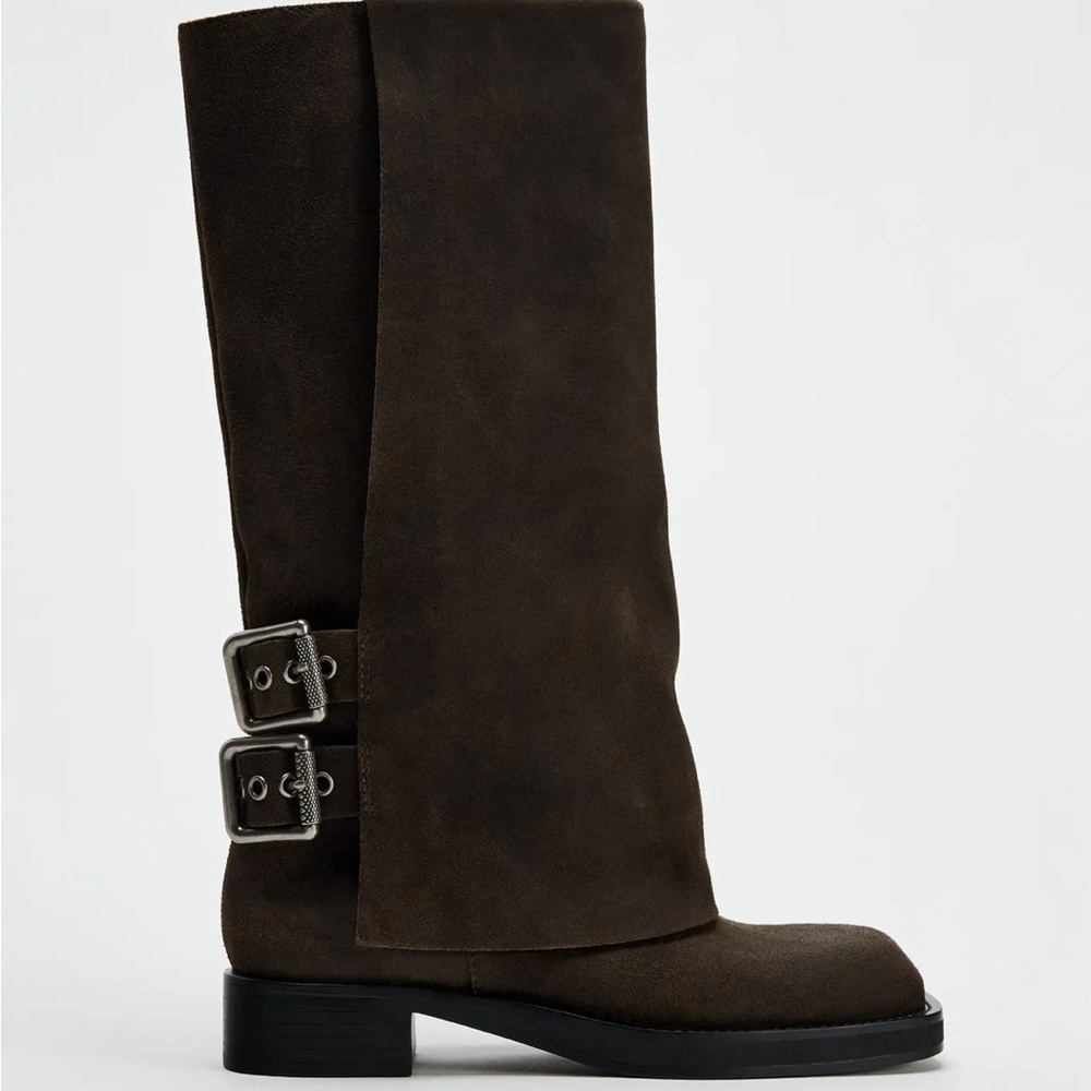 ZARA SUEDE BUCKLE BOOTS